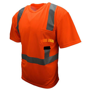 Camiseta de Seguridad Reflectante de Alta Visibilidad ANSI Clase 1 Personalizada al por Mayor, de Poliéster Impermeable con Bolsillo con Luz LED para Hombre - Product Image 1