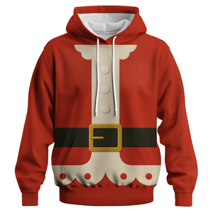 Red Santa Claus Print Hoodie Men's Casual Winter Knitted Sweatshirt Regular Fit Sublimation Christmas winter Transfer Print - Product Image 1
