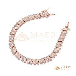 สร้อยข้อมือเทนนิสทรงกลมประดับโรสโกลด์ โมอิสซาไนต์ ดีไซน์โซ่เส้นเล็ก สร้อยข้อมือแฟชั่น เครื่องประดับสำหรับใส่ทุกวัน ของขวัญ สไตล์ไมอามี ชิคาโก - Product Image 6