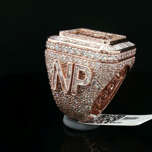 Bague signet de luxe en or rose 10 carats avec diamants, 14,73 carats, taille princesse, style cluster, pour homme, bijoux de mariage et de fête, cadeau haut de gamme - Product Image 3