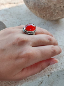 Carnelian Gemstone Designer <b>Ring</b> 925 <b>Silver</b> Handmade <b>Statement</b> <b>Ring</b> for Her Birthday Anniversary Party Wear Gift <b>Ring</b> - Product Image 2