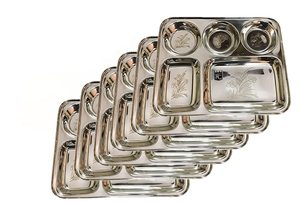 <b>Silver</b> Stainless Steel Divided Serving Tray Snack <b>Dip</b> Bowl Platter Wedding Floral Embossed Eco-Friendly Custom Design - Product Image 6