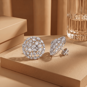 Pendientes de Diamantes Cultivados en Laboratorio, Oro Blanco, Diseño Floral Redondo, Joyería Fina de Lujo, Elegante Regalo para Mujer - Product Image 5