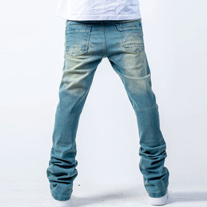 Men's Ripped Distressed Straight Leg Jeans Cotton Midweight Casual <b>Pants</b> With Button Fly And Ripped Details For Spring Wear - Product Image 2