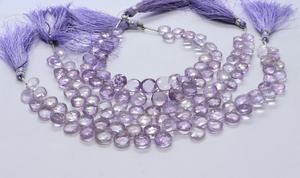 Perles d'améthyste rose naturelle facettées en forme de cœur 7-8 mm, perles d'améthyste en forme de cœur, perles d'améthyste pour la fabrication de bijoux, 8 pouces - Product Image 2