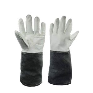 Guantes de Soldadura MIG TIG de Piel de Cabra con Palma Acolchada, Dedo Índice sin Costuras, Costuras de Kevlar, Puño de Gamuza de Vaca Resistente al Calor - Product Image 1