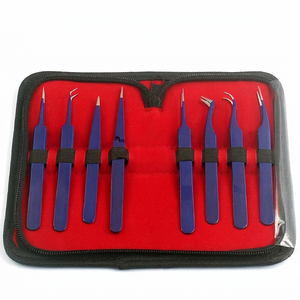 Juego de 8 Pinzas de Acero Inoxidable de Primera Calidad para Extensión de Pestañas, Color Azul, con Certificación CE ISO13485 - Product Image 3