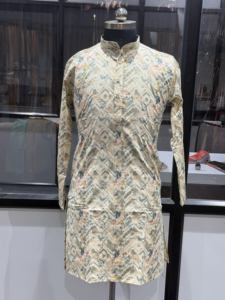 <b>Men's</b> Printed Silk <b>Kurta</b> for Indian & Pakistani Weddings Designer Ethnic <b>Kurta</b> Wholesale Festive Wear Manufacturer Bulk Order - Product Image 4