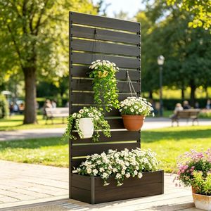 Fioriera Rialzata da Giardino in Bambù Naturale con Drenaggio e Funzioni di Auto-Irrigazione - Product Image 1