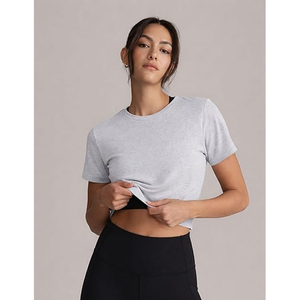 Ladies Oversized <b>Crop</b> Tee Cotton Loose Fit Short Sleeve Plain Casual Streetwear Summer <b>Top</b> Custom Printing - Product Image 6