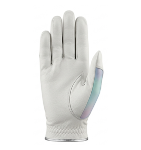 Leather Breathable Golf Glove White Iridescent Panel Genuine Leather <b>Hook</b> And Loop Closure Unisex Right Hand Non Slip Sports - Product Image 2