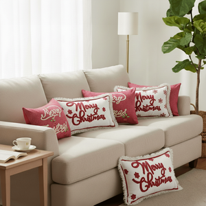 SOGA Ensemble de 6 housses de coussin décoratives de Noël élégantes 3x 40x60cm avec inscription « Joyeux Noël » en lettres épaisses - Product Image 3