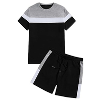 Conjunto de Camisetas Deportivas Casuales de Cuello Redondo para Hombre, de Verano, con Bloques de Color, Transpirables, de Poliéster/Algodón, de Secado Rápido, con Estampado por Sublimación