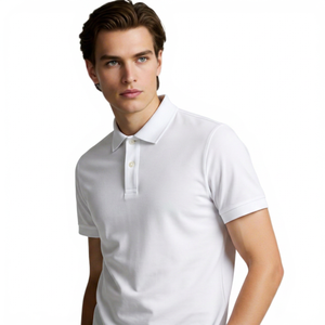 Polo de Algodón Verde para Hombre, Manga Corta, Corte Regular, Informal, Transpirable, Diseño de Color Sólido - Product Image 4