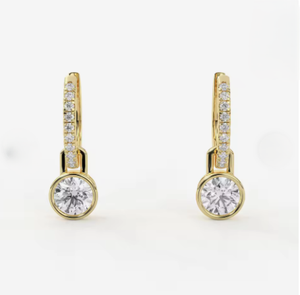 Pendientes de Aro de Oro Amarillo de 18K para Mujer con Diamantes Cultivados en Laboratorio de Corte Brillante Redondo, Certificados por IGI, Joyería Clásica para Bodas, Precio al por Mayor - Product Image 1