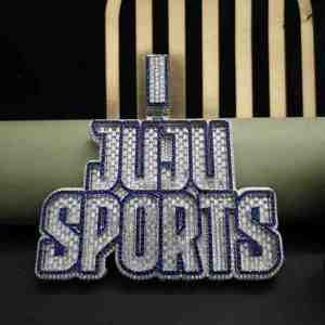Pendentif personnalisé JUJU SPORTS entièrement serti de diamants bleus cultivés en laboratoire, en argent sterling, pour homme - Product Image 1