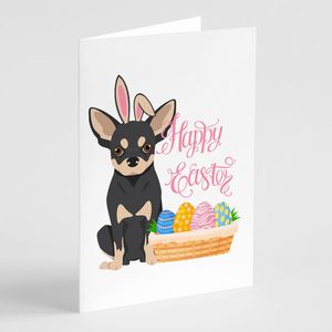 Whimsical A7 Size 5x7 Black Cream Chihuahua <b>Easter</b> Greeting <b>Cards</b> <b>Pack</b> of 8 Blank Note <b>Cards</b> with Envelopes - Product Image 1