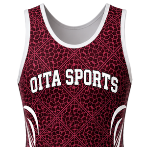 Men Burgundy White Sublimated Wrestling Singlet <b>Athletic</b> Polyester Sports Suit Performance Training Team Apparel - Product Image 4