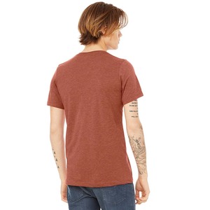 Vêtements personnalisés unisexes, t-shirt à manches courtes en tissu tri-mélange, col en V, t-shirts pour hommes - Product Image 2