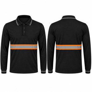 OEM |   Alta Visibilidad |   Camiseta de Seguridad Reflectante Negra de Manga Corta |   Camiseta de Trabajo Polo Económica para Seguridad Vial - Product Image 1