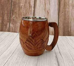 Taza de Cerveza Artesanal de Madera Natural de 400ml, Tamaño Personalizado, Ecológica, Antiderrames, para Cerveza, Leche, Té - Product Image 2