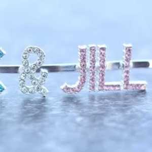 Barrette à cheveux en strass Jack and Jill, barrette à lettres en cristal, accessoire de cheveux scintillant et tendance pour femmes et filles, cadeau - Product Image 6