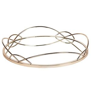 Modern Brass Oval Tray with Glass <b>Mirror</b> Base Decorative Serving Platter for Living Room <b>Table</b> Wedding Centerpiece - Product Image 5