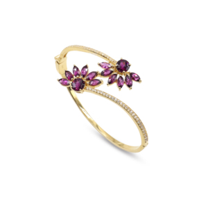 925 Sterling Silver Gold Plated Natural <b>Garnet</b> Rhodolite <b>Bracelet</b> OEM ODM Fine Jewelry - Product Image 1