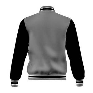 Blousons universitaires personnalisés pour hommes, corps en laine grise, manches noires, uniforme de baseball, mode urbaine, blousons d'hiver - Product Image 4