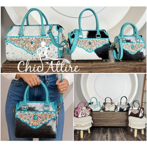 Bolso de viaje pequeño de cuero repujado a mano para mujer, estilo bandolera, con piedra turquesa, para pasar la noche - Product Image 1