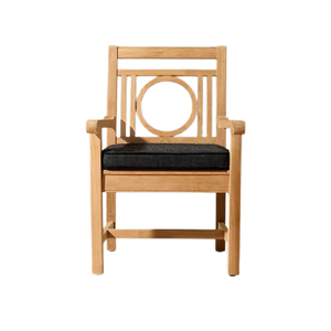 Luxury Outdoor Dining Chair Solid Teak Arts & Crafts Style Classic Geometric Back Frame Soft Seat Cushion Commercial Grade - Product Image 2
