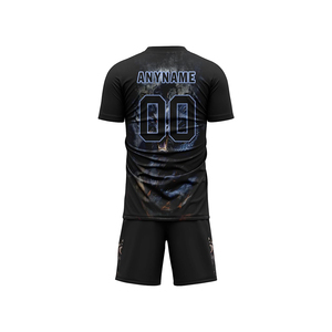 ชุดเสื้อและกางเกงฟุตบอลชายแบบกำหนดเอง ชุดฟุตบอลพิมพ์ลายต้านเชื้อแบคทีเรีย พิมพ์ลายด้วยความร้อน คุณภาพสูง 100% - Product Image 3