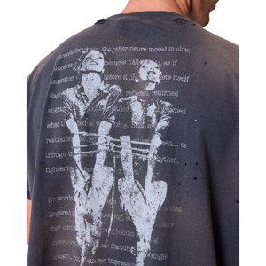 T-shirt Homme Col Rond Manches Courtes Coupe Oversize Effet Délavé Vintage Graphique Avant et Arrière Streetwear Vente en Gros Personnalisé OEM Coton - Product Image 5