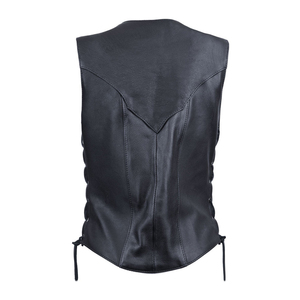 Gilet en cuir pour femmes, gilet décontracté à boutons sur le devant, gilet de moto pour femmes, pour la conduite en plein air et les voyages - Product Image 2