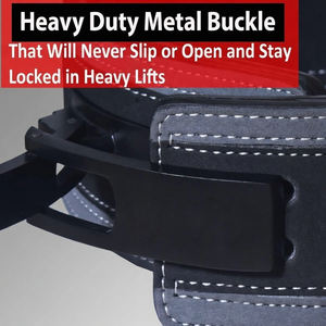 Ceinture de musculation professionnelle en cuir de vachette véritable de haute qualité, 10 mm, respirante, résistante à l'usure, avec boucle à levier - Product Image 3