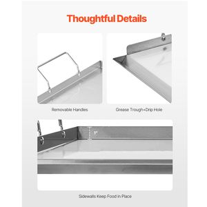 Plancha de Acero Inoxidable Universal de 23x16 Pulgadas, Plancha Teppanyaki Portátil, Plancha para Asar a la Parrilla, Plancha Teppanyaki para Gas - Product Image 2