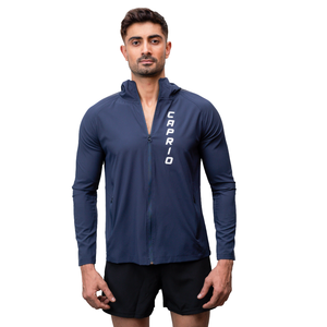 Veste de sport personnalisée pour homme, hiver, décontractée, unie, légère, à capuche, entièrement zippée, en polyester, performance, course à pied, entraînement en salle de sport, OEM ODM - Product Image 1