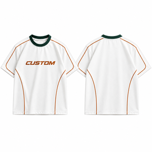 T-shirt blanc surdimensionné personnalisé en gros, unisexe, en coton, avec passepoil contrastant, épaules tombantes, style streetwear, vêtements à marque privée - Product Image 5