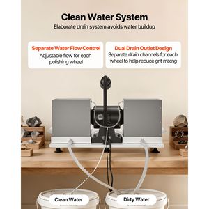 Macchina Lucidatrice per Pietre da 8 Pollici, 3/4 HP, 1800 RPM, Efficiente, con Lampada LED e Sistema ad Acqua, Macchine Specializzate per Lucidatura - Product Image 4