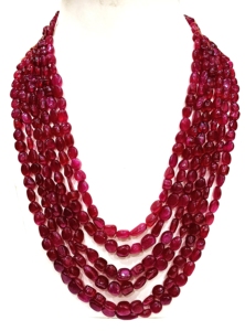 Collier de perles en pierre de rubis naturel irrégulier de forme pépite Eminent Jewel, 8 à 13 mm, perles rouges sanglantes polies du Rajasthan - Product Image 5