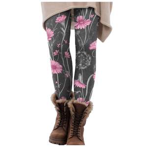 Splendid Apparel High Waist Full Length Paisley <b>Pattern</b> Leggings <b>Machine</b> Embroidery Stretch <b>Knitted</b> Spandex Bohemian Women's - Product Image 2