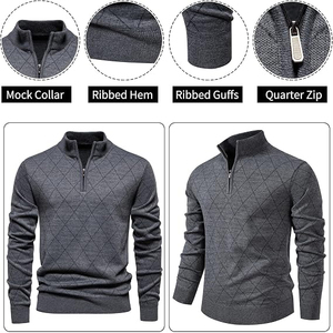 Men's Winter Viscose/Cotton Cable Knit <b>Pullover</b> <b>Sweater</b> Crew Neck Full Sleeve Solid Color Warm Anti-Pilling Front Logo - Product Image 5
