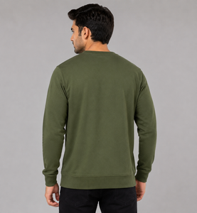 Sweat-shirt à capuche en molleton vert uni pour homme, coupe classique, pull décontracté avec poche avant, 100% coton, vêtement d'automne - Product Image 4
