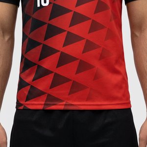Conjunto de Camiseta de Fútbol para Hombre, Negra y Roja, Sublimada, Absorbente de Humedad, Manga Corta, Corte Regular, Adulto, 100% Poliéster, Nombre del Equipo Personalizado - Product Image 5