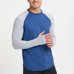 Haut de sport pour homme à manches longues, compression, bicolore, manches raglan, avec trous pour les pouces - Product Image 5