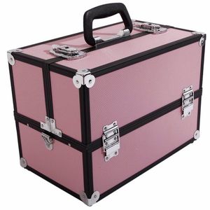 Valigetta SM 2083 in Lega di Alluminio Rosa per Trucchi e Gioielli, Organizzatore Cosmetico Ecologico Resistente all'Acqua con Manico - Product Image 4