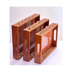 Bandeja de Madera Natural Elegante para Servir, para Mesa de Comedor, Desayuno, Café, Té, Cocina, Sala de Estar, Hogar y Hostelería - Product Image 1