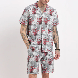 Men's Shirt Shorts <b>Twin</b> <b>Set</b> Plus Size Summer Sportswear Casual Cotton Breathable Quick Dry High Street Style Summer Shorts <b>Set</b> - Product Image 2