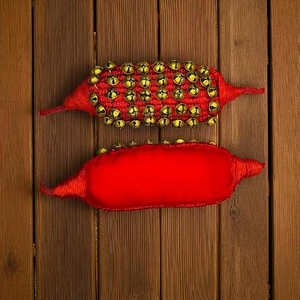 Tobilleras de latón hechas a mano con correas de terciopelo rojo ajustables, campanas de tobillo clásicas indias para Kathak Bharatanatyam, 40+ 40 pares - Product Image 3