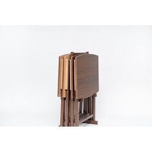 Set di 4 tavoli pieghevoli XL oversize con ripiano, tavoli da pranzo in noce - Product Image 6